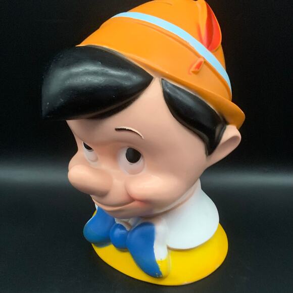 Vintage 1971 Walt Disney Pinocchio Head Bust Piggy Bank Play Pal Plastics Inc. - Picture 3 of 16